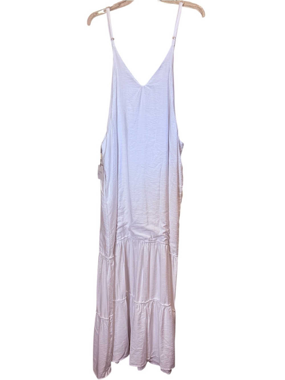 Peixoto Women’s White Parker Tiered Flowy Maxi Sun/Swim Resort-wear Dress sz L
